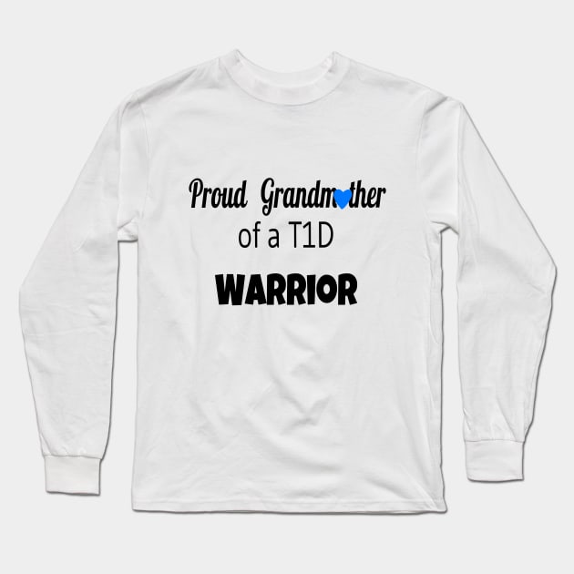 Proud Grandmother Black Text Blue Heart Long Sleeve T-Shirt by CatGirl101